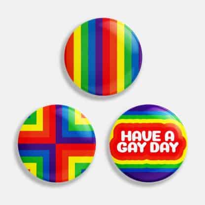 Gay Pride Button Trio