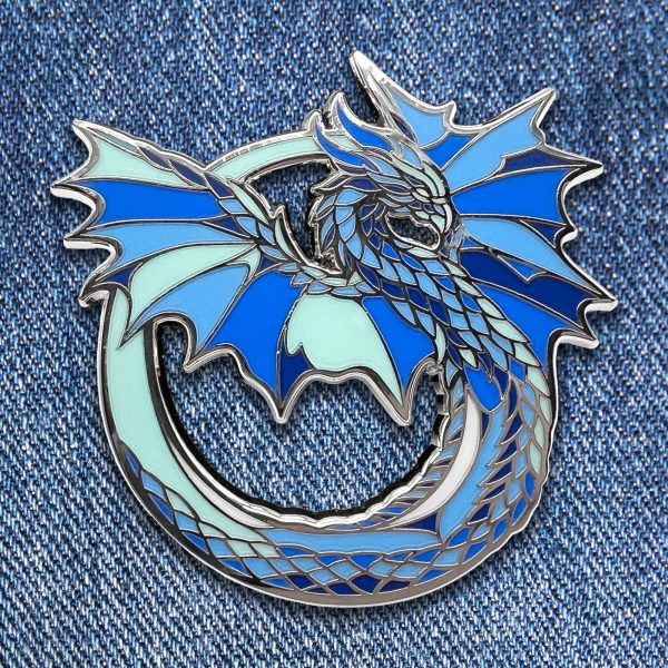 The Azure Dragon hard enamel pin exclusive from The Retrograph