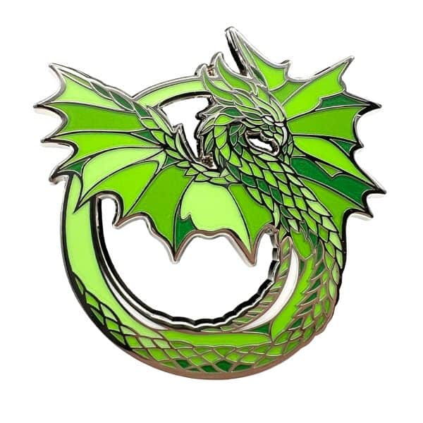 The Clover Dragon hard enamel pin exclusive from The Retrograph