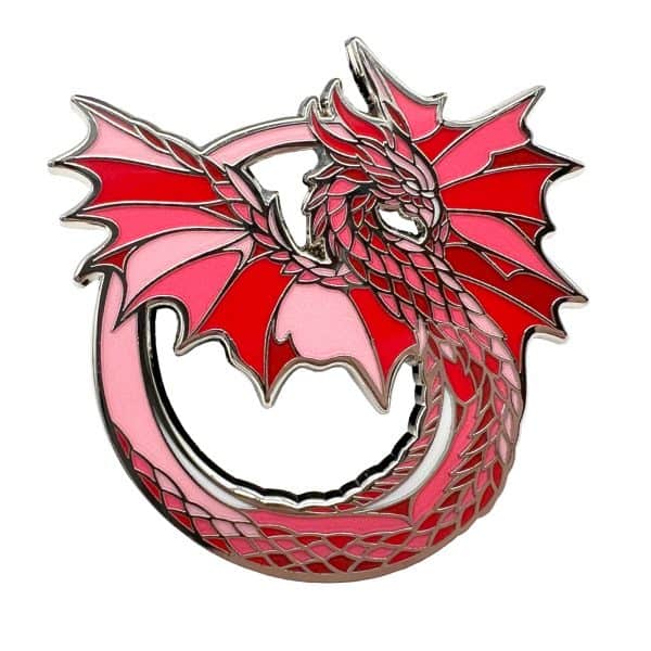 The Crimson Dragon hard enamel pin exclusive from The Retrograph