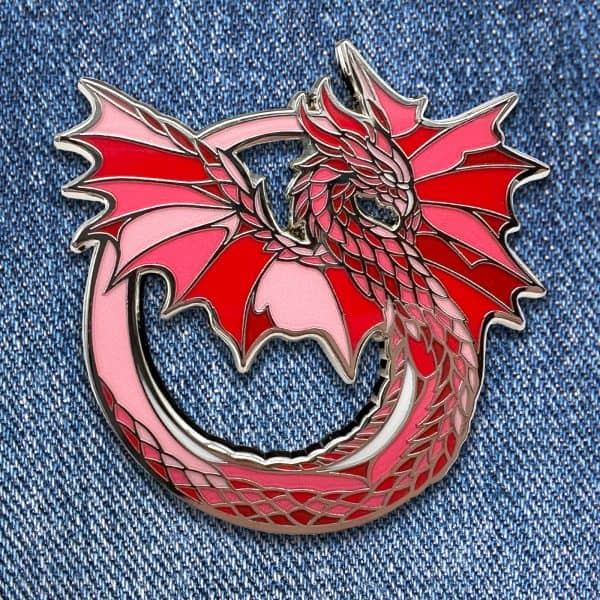 The Crimson Dragon hard enamel pin exclusive from The Retrograph