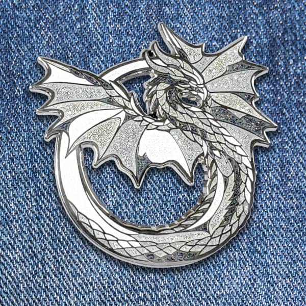 The Crystal Dragon hard enamel pin exclusive from The Retrograph