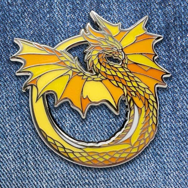 The Ember Dragon hard enamel pin exclusive from The Retrograph