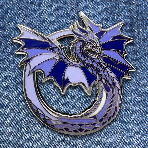 The Violet Dragon hard enamel pin exclusive from The Retrograph