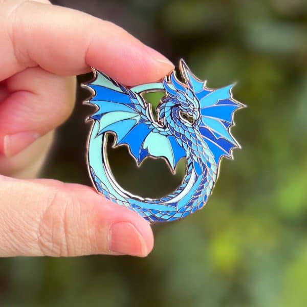 The Azure Dragon hard enamel pin exclusive from The Retrograph