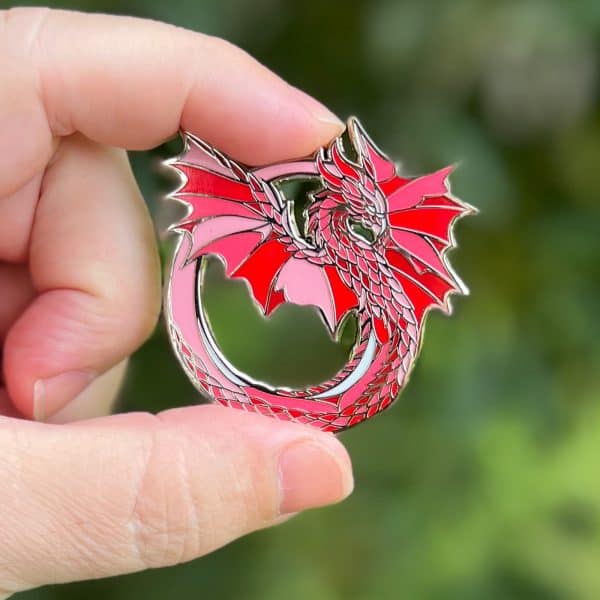 The Crimson Dragon hard enamel pin exclusive from The Retrograph