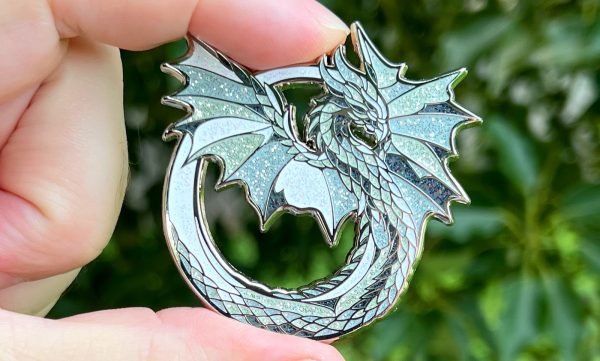 The Crystal Dragon hard enamel pin exclusive from The Retrograph