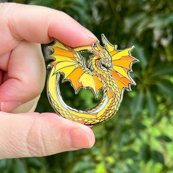 The Ember Dragon hard enamel pin exclusive from The Retrograph