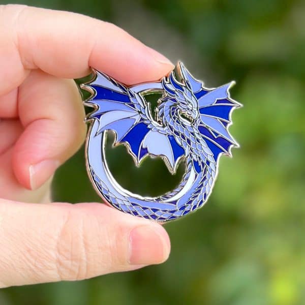 The Violet Dragon hard enamel pin exclusive from The Retrograph