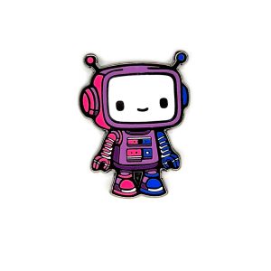 The Bi Pridebot enamel pin from The Retrograph