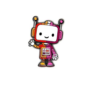 The Lesbian Pridebot enamel pin from The Retrograph