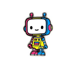 The Pan Pridebot enamel pin from The Retrograph