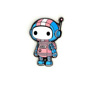 The Trans Pridebot enamel pin from The Retrograph